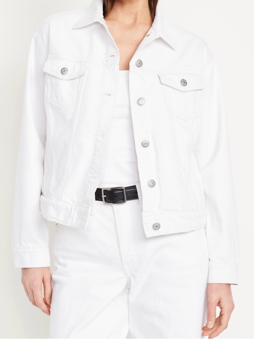 OLD NAVY Relaxed Classic White Non-Stretch Jean Jacket